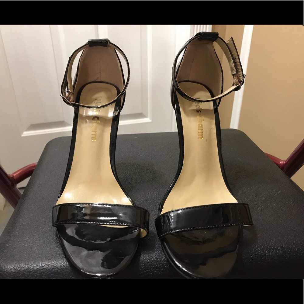 Heel’s Charm Black Paten Leather Stilettos 7.5 - Picture 2 of 4